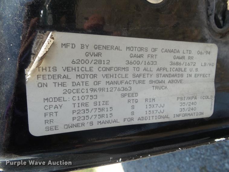 image for item L1697 1994 Chevrolet 1500 Ext. Cab pickup truck