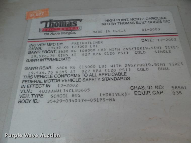 image for item L1699 2004 Freightliner FS65 school bus