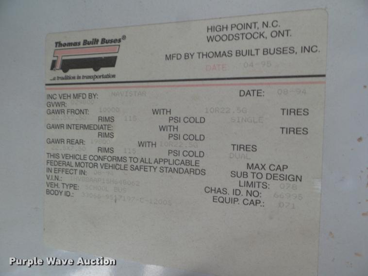 image for item L1700 1995 International 3800 school bus