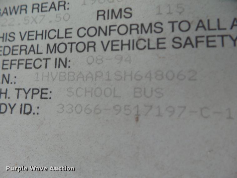 image for item L1700 1995 International 3800 school bus