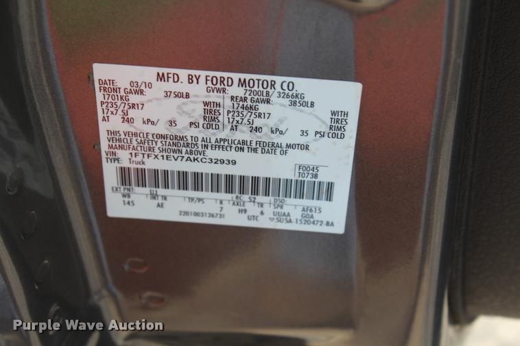 image for item K1922 2010 Ford F150 XL SuperCab pickup truck