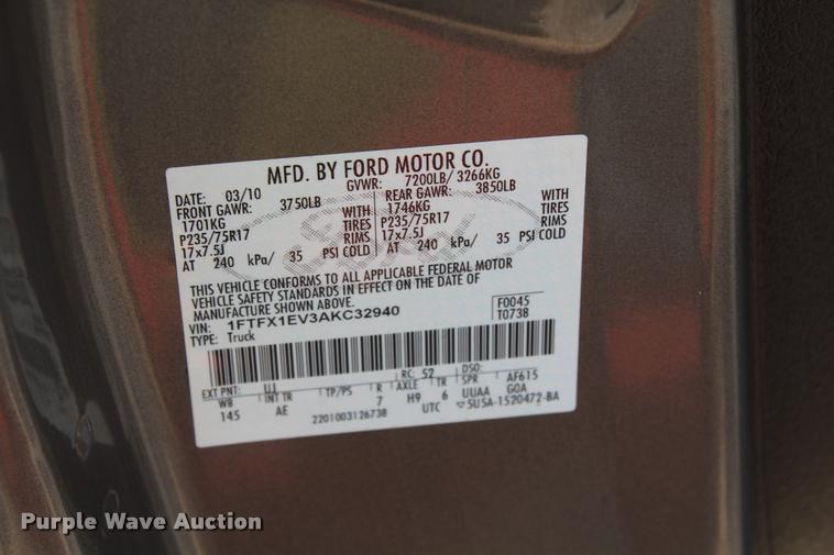 image for item K1923 2010 Ford F150 XL SuperCab pickup truck