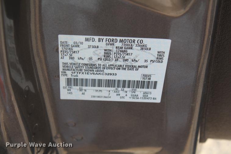 image for item K1924 2010 Ford F150 XL SuperCab pickup truck