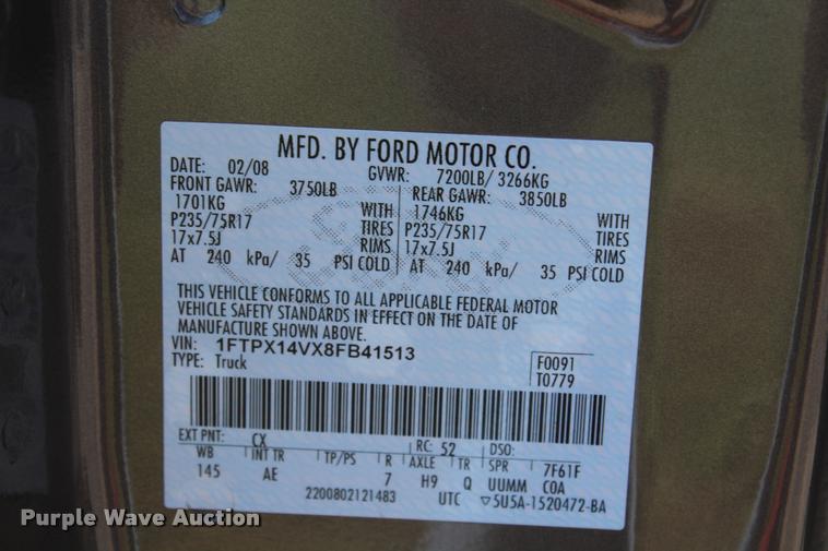 image for item K1926 2008 Ford F150 XL SuperCab pickup truck