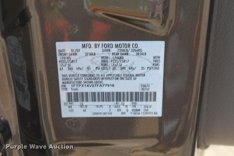 image for item K1927 2007 Ford F150 XL SuperCab pickup truck