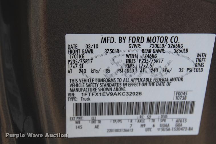 image for item K1928 2010 Ford F150 XL SuperCab pickup truck