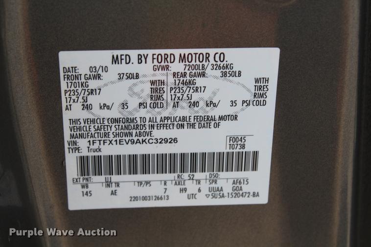 image for item K1928 2010 Ford F150 XL SuperCab pickup truck