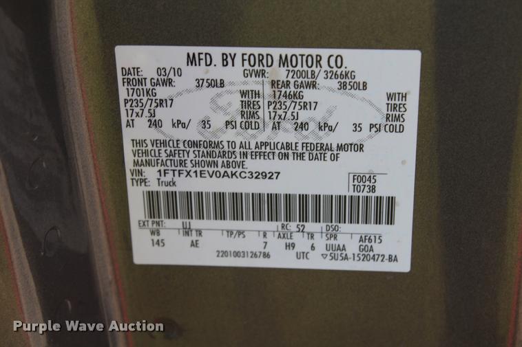 image for item K1931 2010 Ford F150 XL SuperCab pickup truck