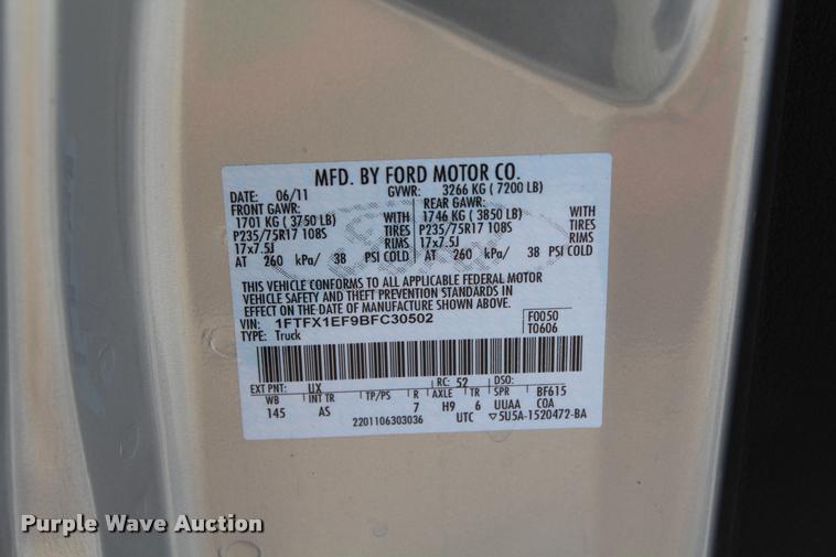 image for item K1936 2011 Ford F150 SuperCab pickup truck