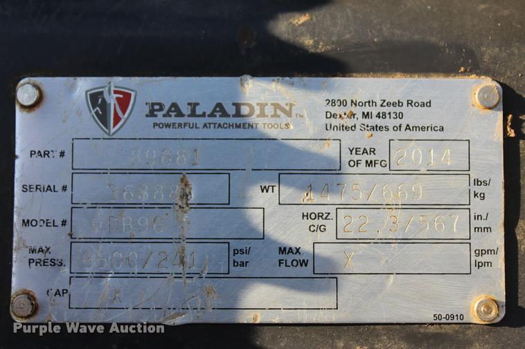image for item L4838 2014 Bradco Paladin ATP96 dozer blade