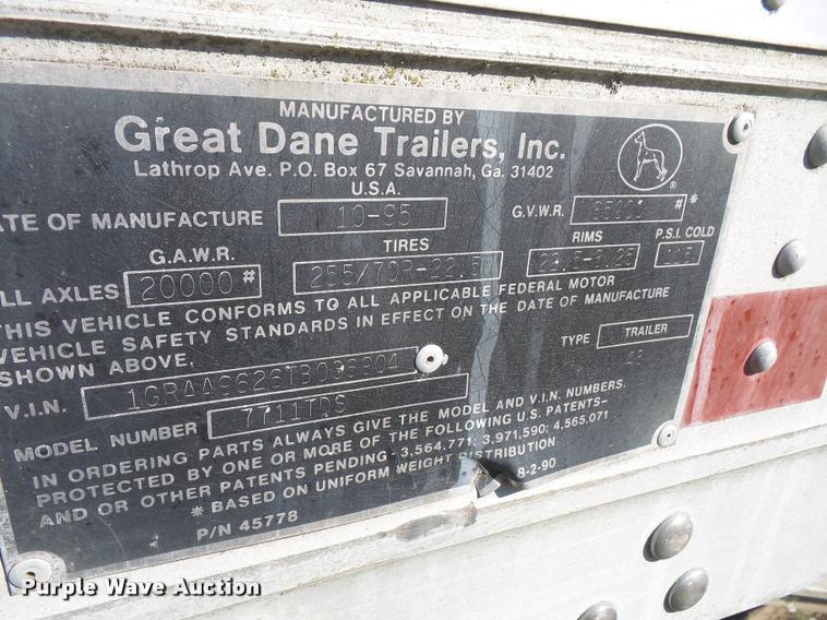 image for item K3723 1996 Great Dane dry van trailer