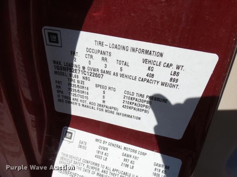 image for item AL9089 2001 Oldsmobile Alero