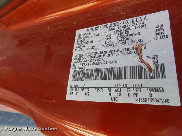 image for item CA9996 1999 Ford F150 SuperCab pickup truck