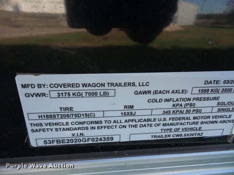image for item DA3752 2016 Covered Wagon enclosed cargo trailer