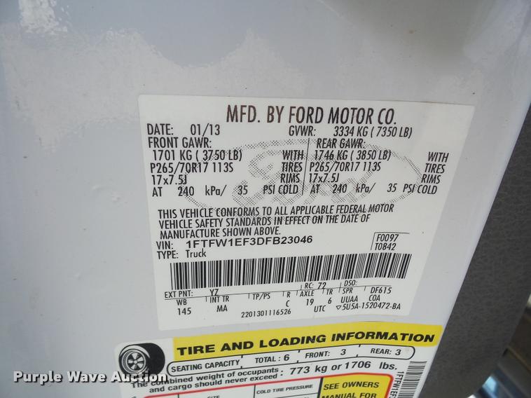 image for item DA3971 2013 Ford F150 XLT SuperCrew pickup truck