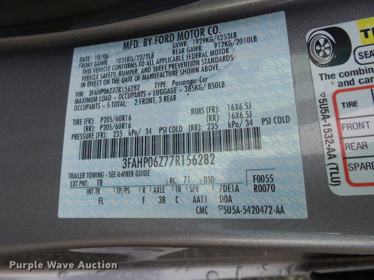 image for item DA4250 2007 Ford Fusion