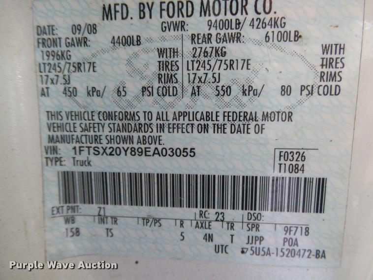 image for item K1081 2009 Ford F250 Super Duty SuperCab pickup truck