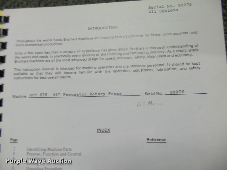 image for item K1429 Black Brothers RPP-875 pneumatic rotary press