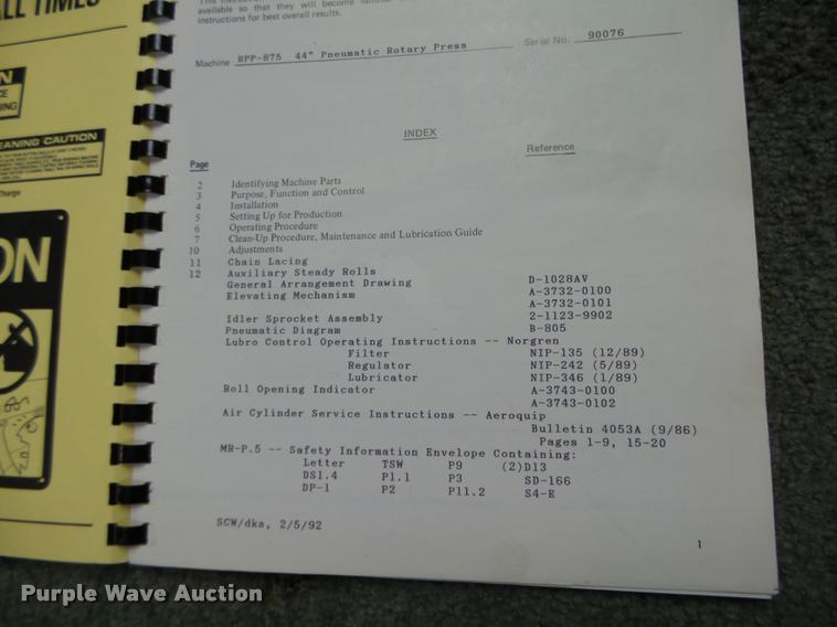 image for item K1429 Black Brothers RPP-875 pneumatic rotary press