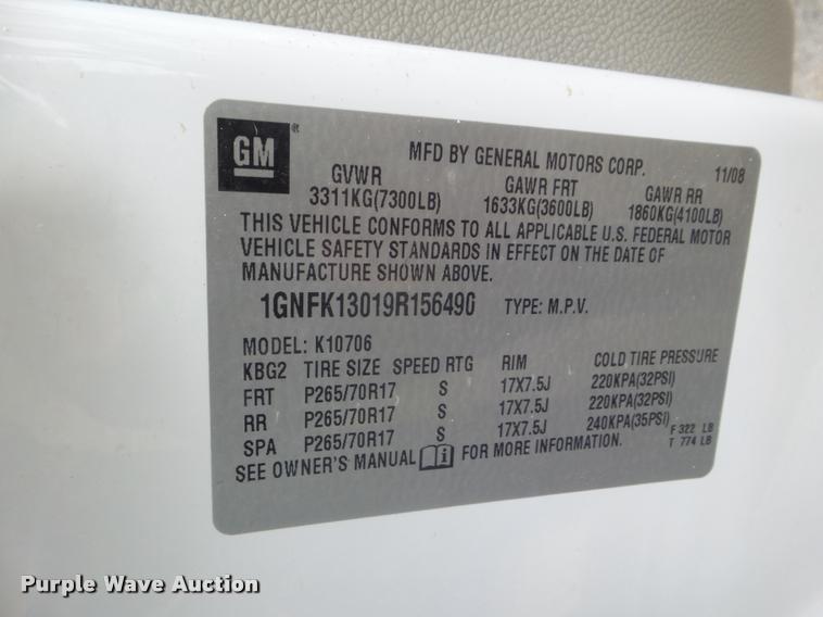 image for item L1740 2009 Chevrolet Tahoe SUV