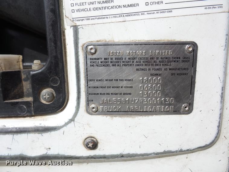 image for item L4381 1994 Isuzu NRR flatbed truck