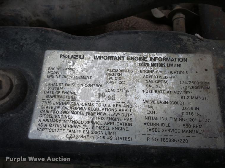 image for item L4381 1994 Isuzu NRR flatbed truck