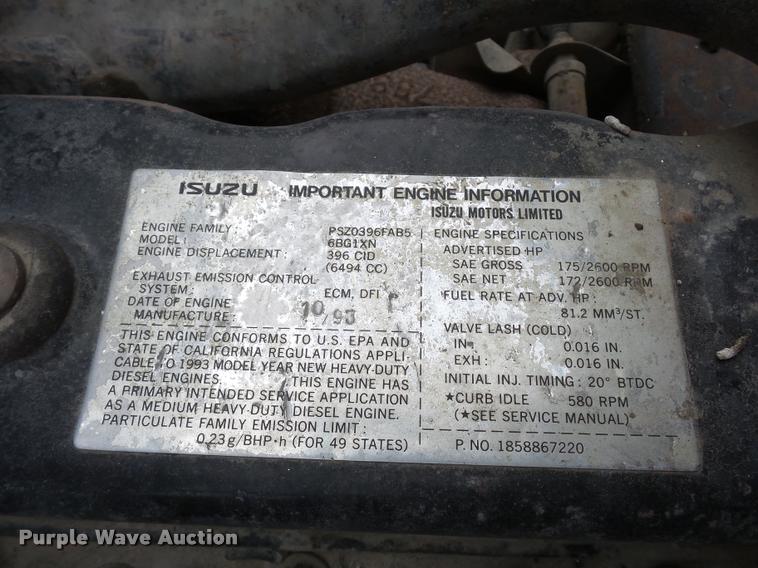 image for item L4381 1994 Isuzu NRR flatbed truck