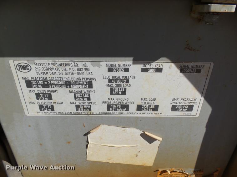 image for item AL9097 2000 Mec 3768ES scissor lift