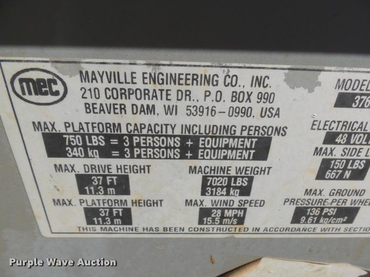 image for item AL9097 2000 Mec 3768ES scissor lift