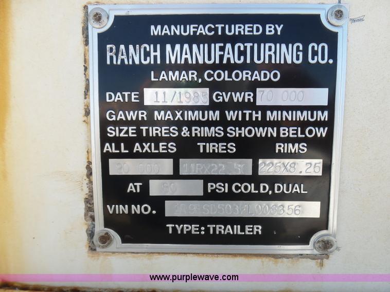 image for item J8261 1985 Ranch bottom dump trailer