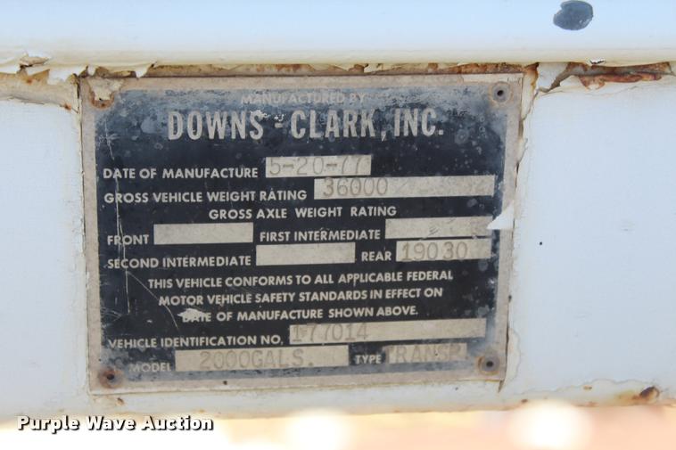 image for item K1907 1977 Downs-Clark tank trailer