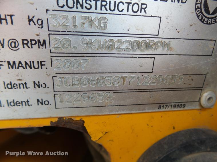 image for item K5668 2007 JCB 8030 mini excavator