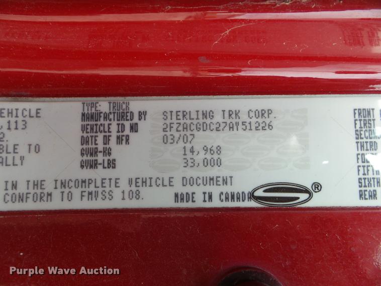 image for item L1738 2007 Sterling Acterra dump truck