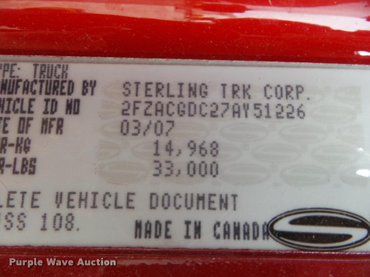 image for item L1738 2007 Sterling Acterra dump truck