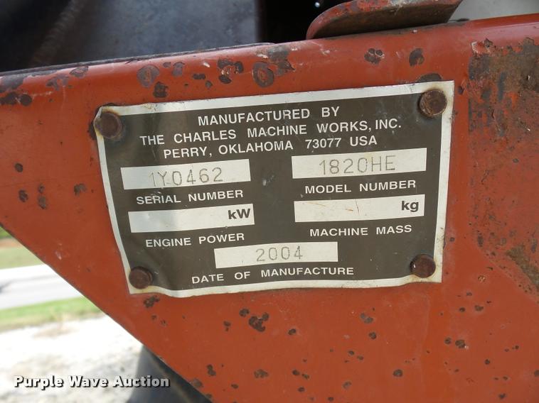 image for item L4379 2004 Ditch Witch 1820HE trencher