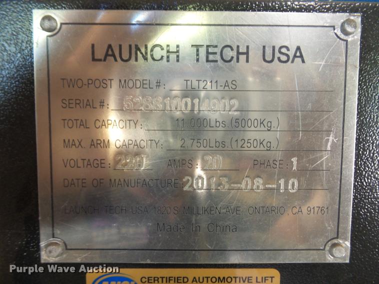 image for item L3536 Launch Tech USA two post lift