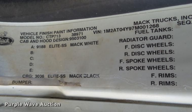 image for item BJ9312 2007 Mack CTP713 semi truck