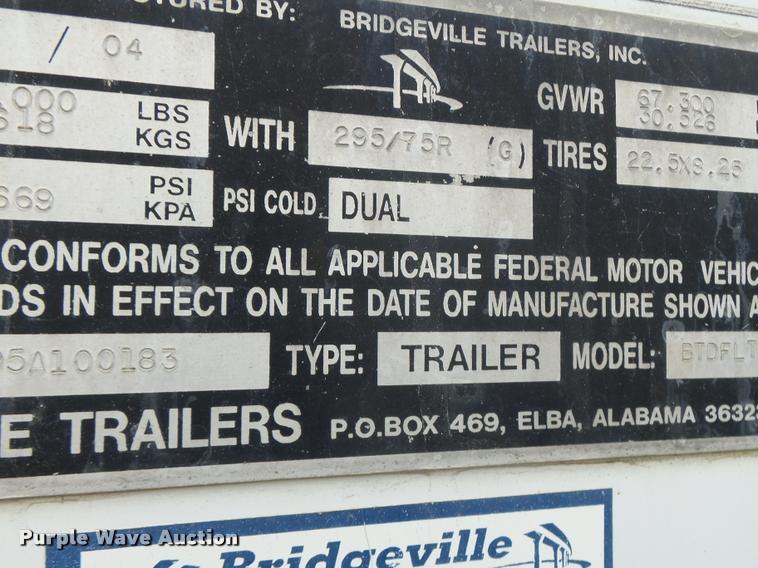 image for item K5624 2005 Bridgeville BTDFLT05 dry van trailer