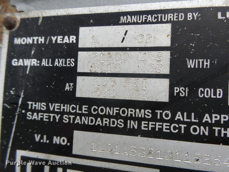 image for item K5625 2003 Lufkin TFV-CLST dry van trailer