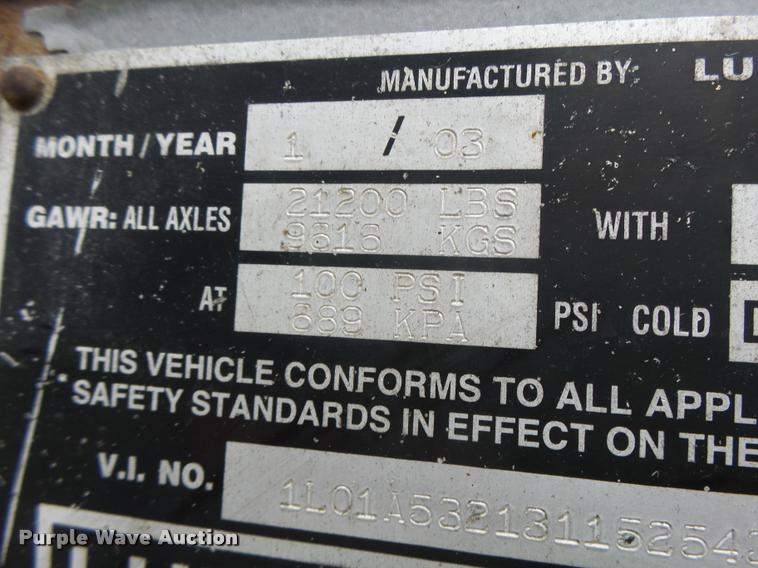 image for item K5625 2003 Lufkin TFV-CLST dry van trailer