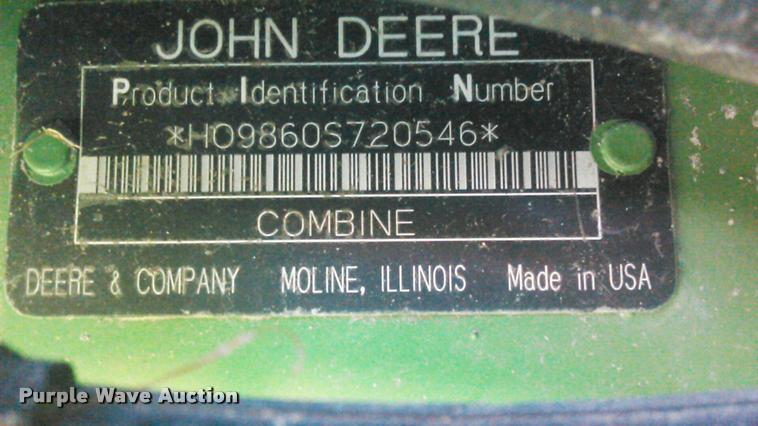 image for item DA4260 2007 John Deere 9860 STS combine