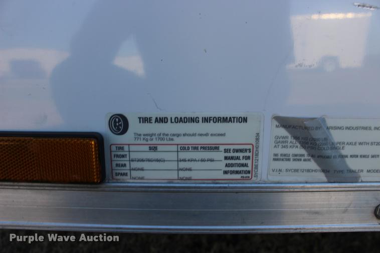 image for item DA4484 2013 Arising 712VSRW enclosed cargo trailer