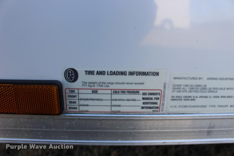 image for item DA4485 2013 Arising 712VSRW enclosed cargo trailer