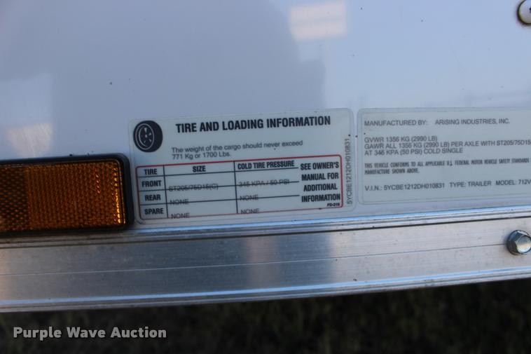 image for item DA4487 2013 Arising 712VSRW enclosed cargo trailer