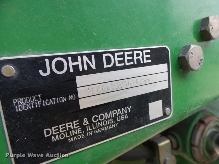 image for item K5596 2003 John Deere 6420 MFWD tractor