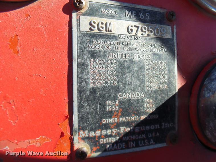 image for item L7154 1961 Massey-Ferguson 65 tractor