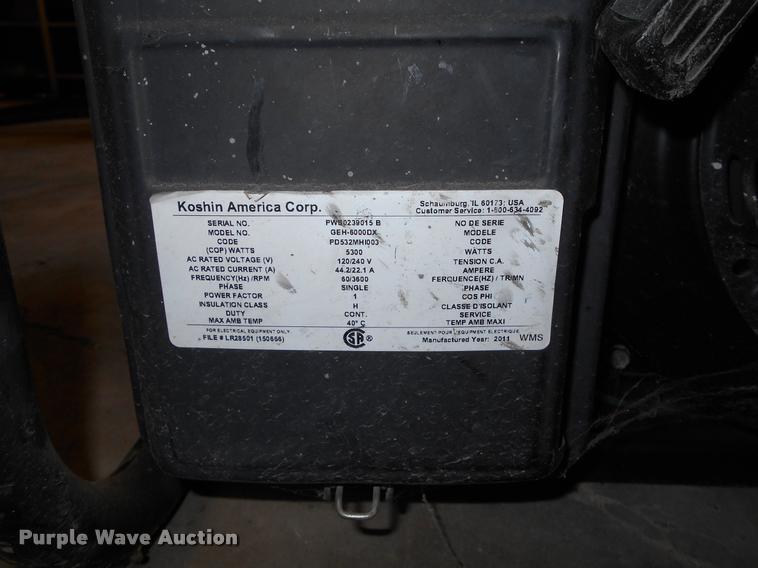 image for item AH9885 Koshin GEH-6000DX generator