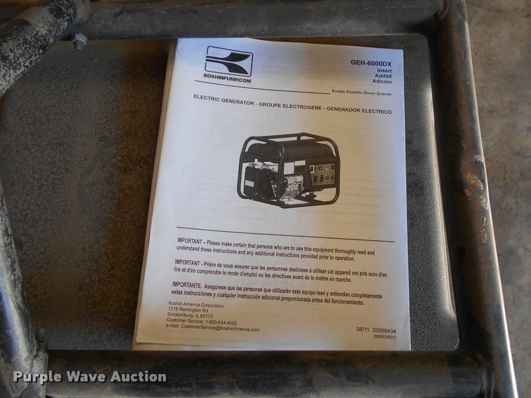 image for item AH9885 Koshin GEH-6000DX generator