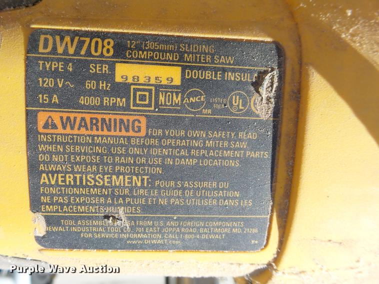 image for item AS9511 DeWalt DW708 miter saw