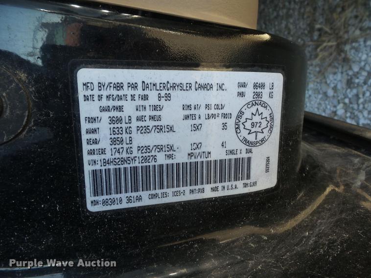 image for item BG9647 2000 Dodge Durango SUV